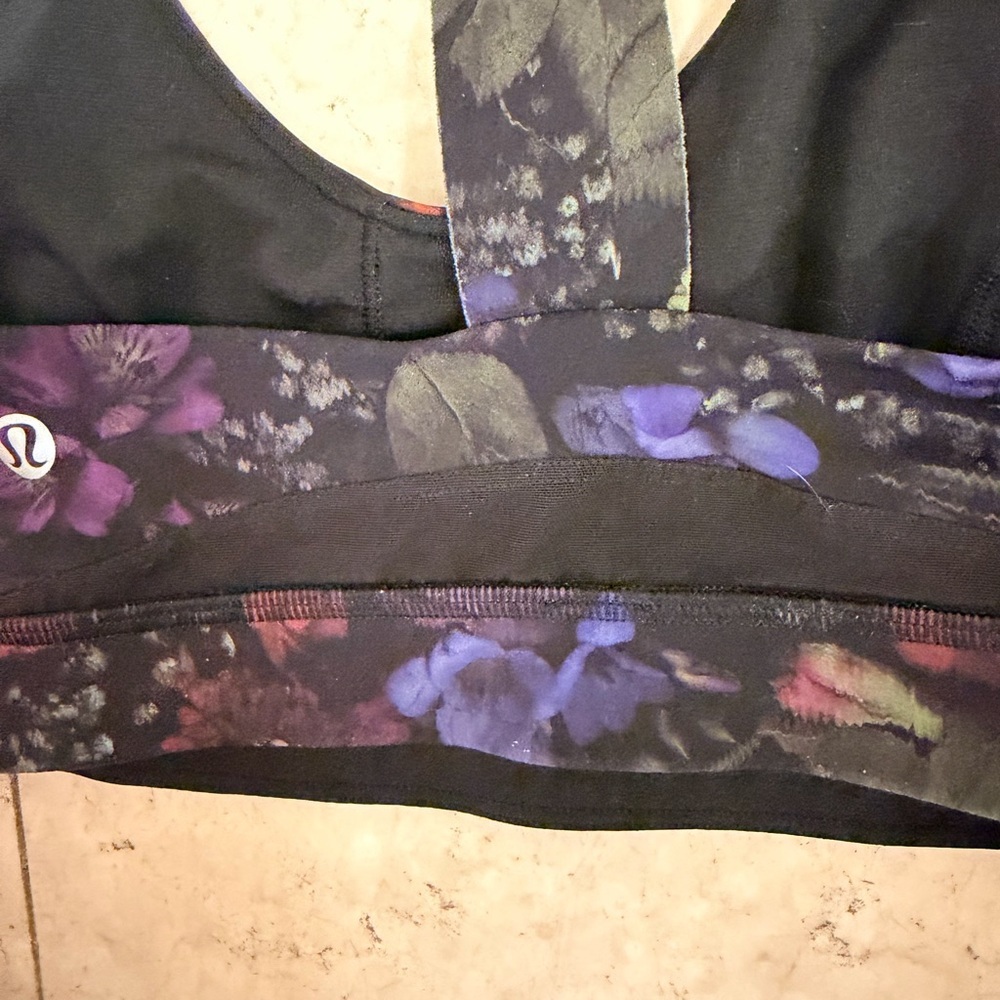 Lululemon Athletica Black Floral Sports Bra - Picture 7 of 8